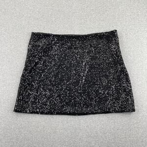 Steve Madden Sequin Mini Skirt Womens L Black Party Glam Date Night Romantic